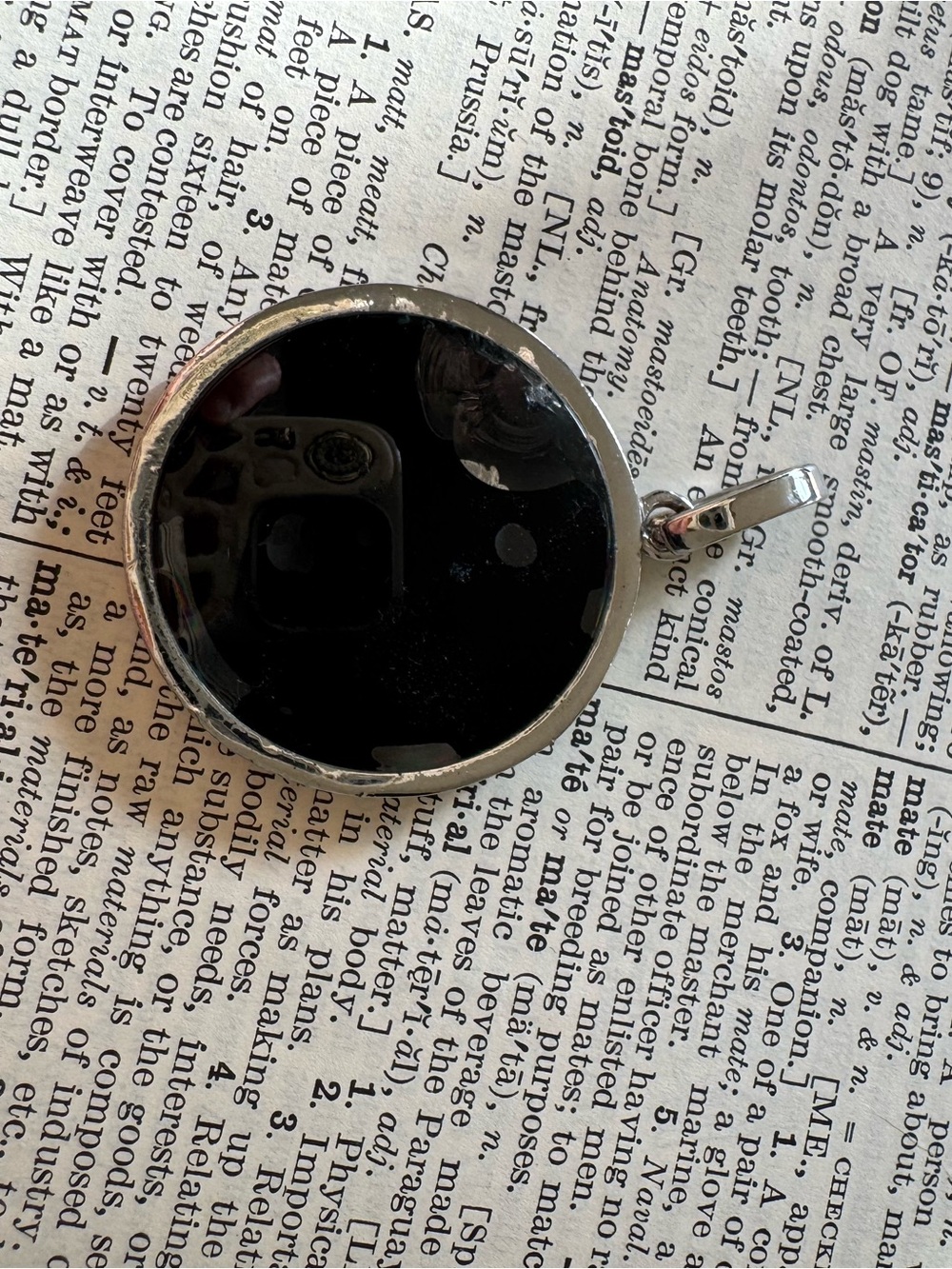 Crystal-Encrusted Black and Silver Pendant Necklace - Picture 2 of 4
